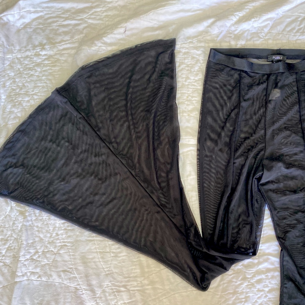 Publik Sheer Black Flare Pants High Waist Women Size S